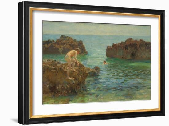 Boys Bathing (Oil on Canvas)-Henry Scott Tuke-Framed Giclee Print