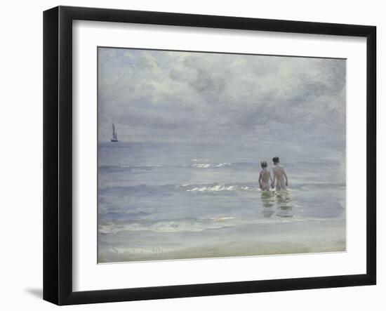 Boys Bathing on Boys Bathing on the Beach at Skagen-Peder Severin Kröyer-Framed Giclee Print