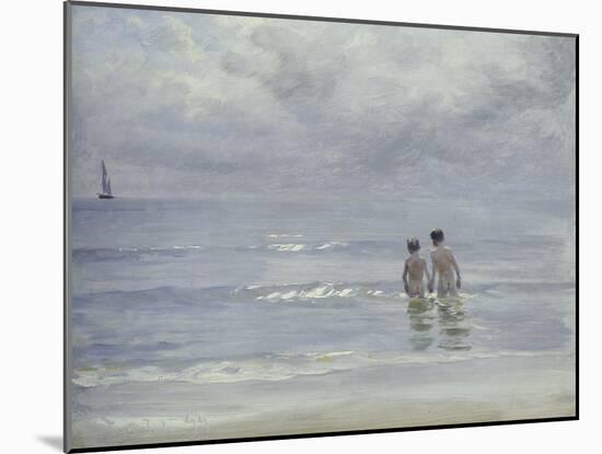 Boys Bathing on Boys Bathing on the Beach at Skagen-Peder Severin Kröyer-Mounted Giclee Print