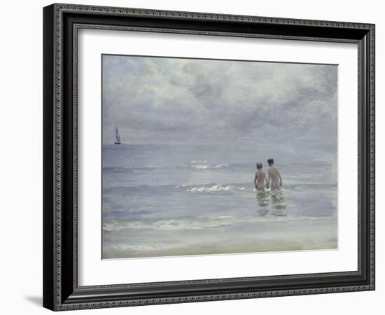 Boys Bathing on Boys Bathing on the Beach at Skagen-Peder Severin Kröyer-Framed Giclee Print