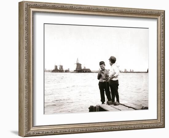 Boys by a Canal, Laandam, Netherlands, 1898-James Batkin-Framed Photographic Print