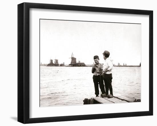 Boys by a Canal, Laandam, Netherlands, 1898-James Batkin-Framed Photographic Print