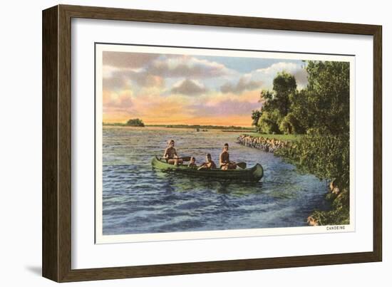 Boys Canoing on the Lake-null-Framed Art Print