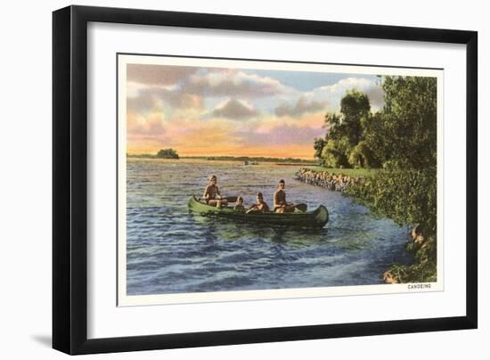 Boys Canoing on the Lake-null-Framed Art Print