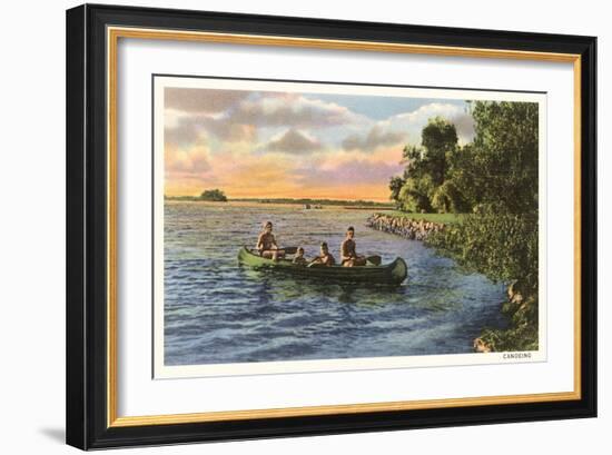 Boys Canoing on the Lake-null-Framed Art Print