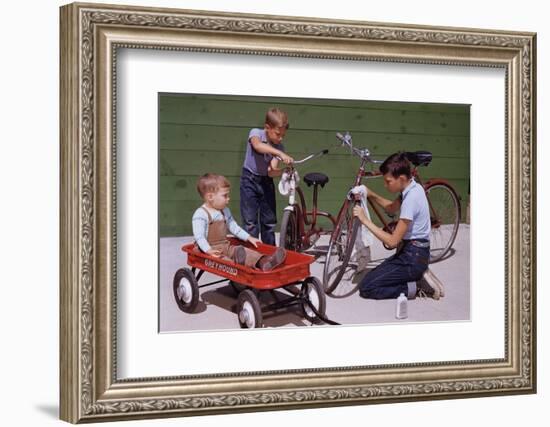 Boys Cleaning their Bikes-William P. Gottlieb-Framed Photographic Print