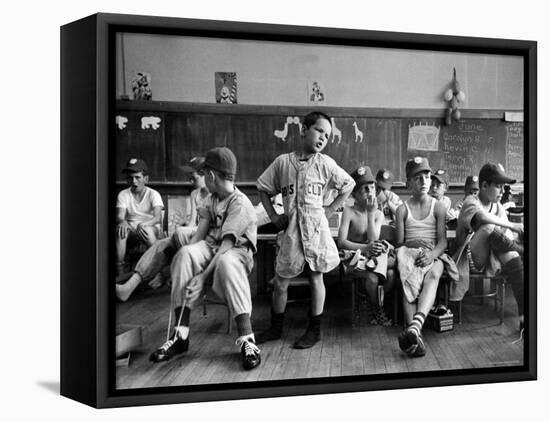 Boys Club Little League Baseball Players Putting on Their Uniforms Prior to Playing Game-Yale Joel-Framed Premier Image Canvas
