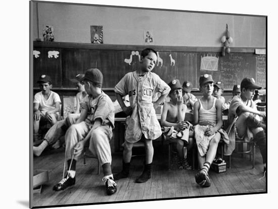 Boys Club Little League Baseball Players Putting on Their Uniforms Prior to Playing Game-Yale Joel-Mounted Photographic Print