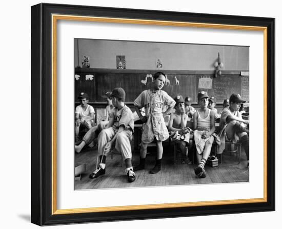 Boys Club Little League Baseball Players Putting on Their Uniforms Prior to Playing Game-Yale Joel-Framed Photographic Print