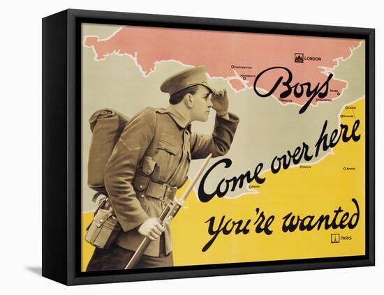 Boys Come over Here You're Wanted Recruitment Poster-null-Framed Premier Image Canvas