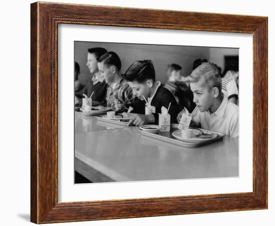 Boys Eating in the School Cafeteria-Ed Clark-Framed Photographic Print