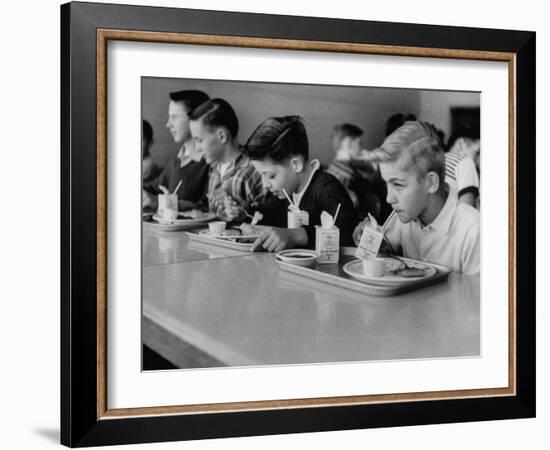 Boys Eating in the School Cafeteria-Ed Clark-Framed Photographic Print