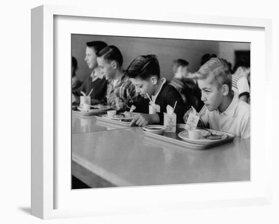 Boys Eating in the School Cafeteria-Ed Clark-Framed Photographic Print