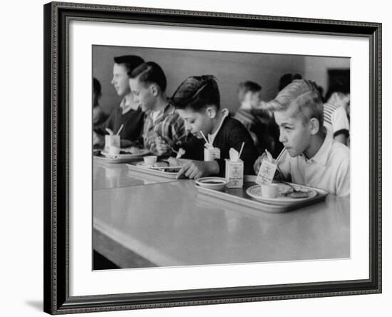 Boys Eating in the School Cafeteria-Ed Clark-Framed Photographic Print