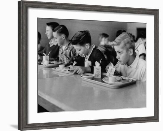 Boys Eating in the School Cafeteria-Ed Clark-Framed Photographic Print