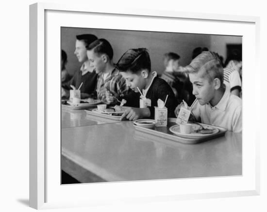 Boys Eating in the School Cafeteria-Ed Clark-Framed Photographic Print