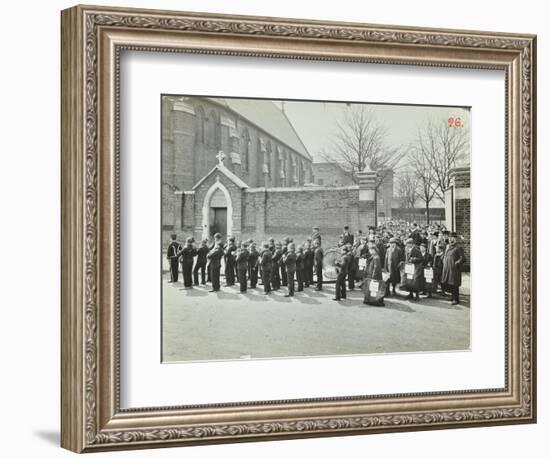 Boys Emigrating to Canada Setting Off from Saint Nicholas Industrial School, Essex, 1908-null-Framed Photographic Print