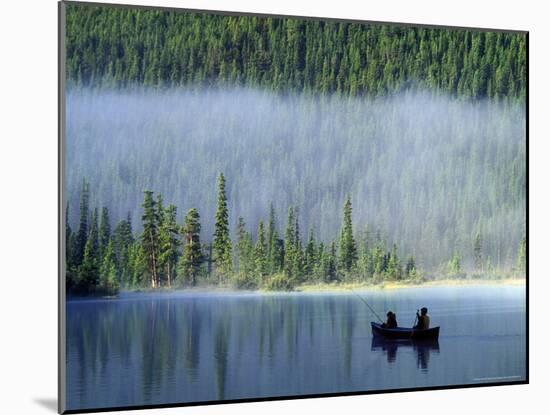 Boys Fishing on Waterfowl Lake, Banff National Park, Alberta, Canada-Janis Miglavs-Mounted Photographic Print