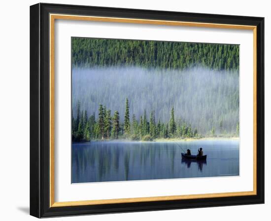 Boys Fishing on Waterfowl Lake, Banff National Park, Alberta, Canada-Janis Miglavs-Framed Photographic Print