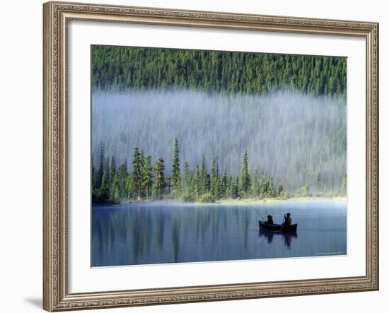 Boys Fishing on Waterfowl Lake, Banff National Park, Alberta, Canada-Janis Miglavs-Framed Photographic Print