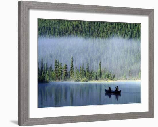 Boys Fishing on Waterfowl Lake, Banff National Park, Alberta, Canada-Janis Miglavs-Framed Photographic Print