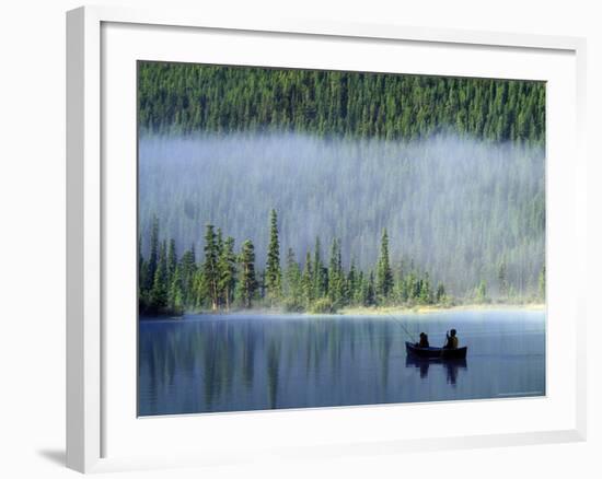 Boys Fishing on Waterfowl Lake, Banff National Park, Alberta, Canada-Janis Miglavs-Framed Photographic Print