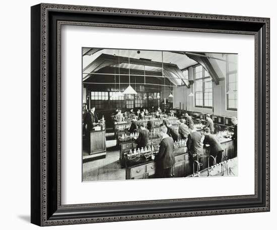 Boys in a Chemistry Laboratory, Hackney Downs School, London, 1911-null-Framed Photographic Print