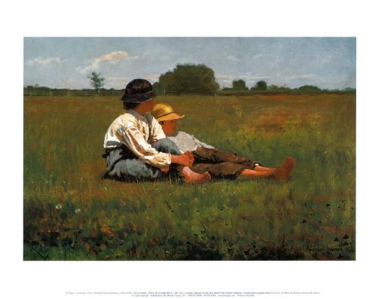 Boys in a Pasture, 1874-Winslow Homer-Lamina Framed Art Print