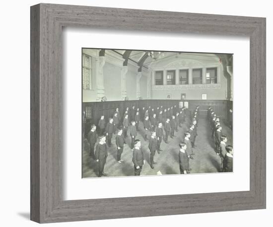 Boys Lined Up in the Assembly Hall, Beaufoy Institute, London, 1911-null-Framed Photographic Print