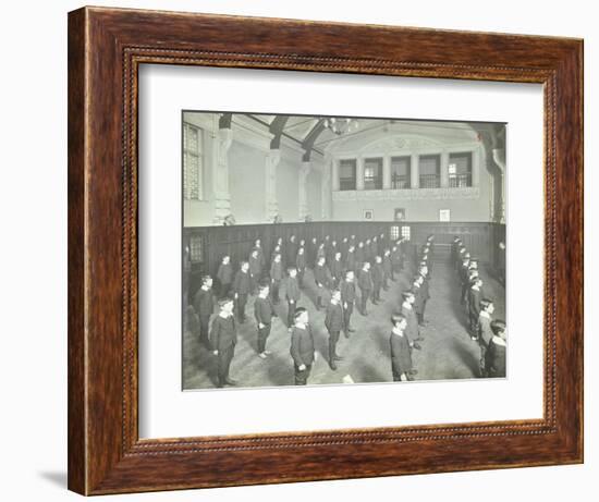 Boys Lined Up in the Assembly Hall, Beaufoy Institute, London, 1911-null-Framed Photographic Print