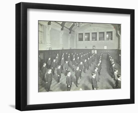 Boys Lined Up in the Assembly Hall, Beaufoy Institute, London, 1911-null-Framed Photographic Print