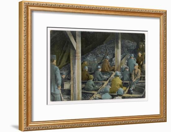 Boys Picking Slate out of Mined Coal in an American Mine-null-Framed Art Print