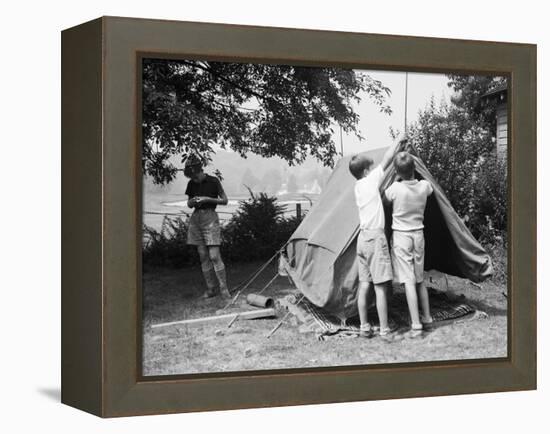 Boys Pitching a Tent-Philip Gendreau-Framed Premier Image Canvas