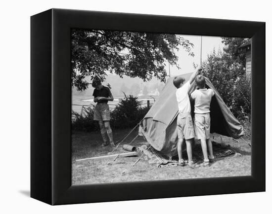 Boys Pitching a Tent-Philip Gendreau-Framed Premier Image Canvas