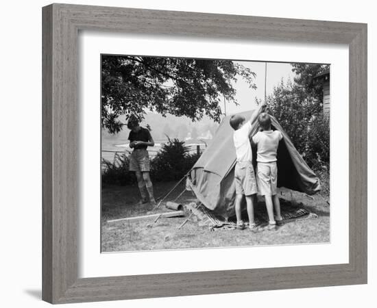 Boys Pitching a Tent-Philip Gendreau-Framed Photographic Print