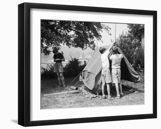 Boys Pitching a Tent-Philip Gendreau-Framed Photographic Print