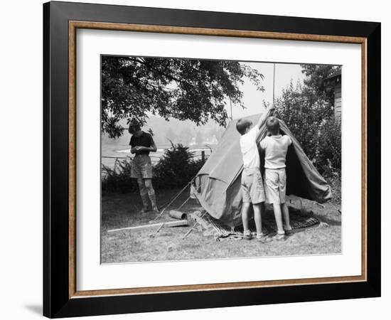 Boys Pitching a Tent-Philip Gendreau-Framed Photographic Print