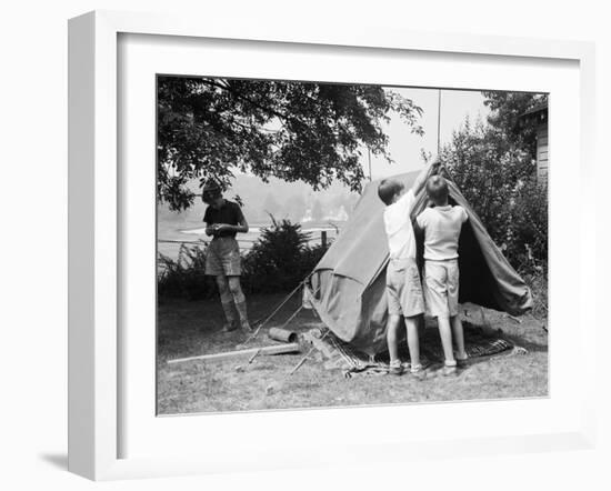 Boys Pitching a Tent-Philip Gendreau-Framed Photographic Print