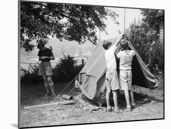Boys Pitching a Tent-Philip Gendreau-Mounted Photographic Print