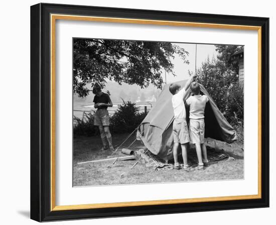 Boys Pitching a Tent-Philip Gendreau-Framed Photographic Print