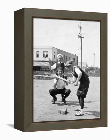 Boys Play Baseball in a Sandlot, Ca. 1923-null-Framed Premier Image Canvas