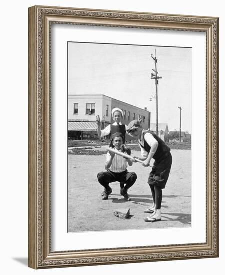 Boys Play Baseball in a Sandlot, Ca. 1923-null-Framed Photographic Print