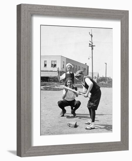 Boys Play Baseball in a Sandlot, Ca. 1923-null-Framed Photographic Print
