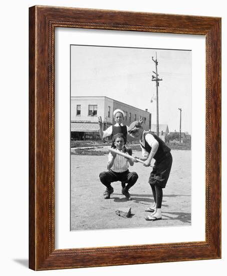 Boys Play Baseball in a Sandlot, Ca. 1923-null-Framed Photographic Print