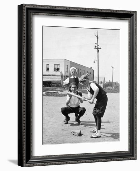 Boys Play Baseball in a Sandlot, Ca. 1923-null-Framed Photographic Print