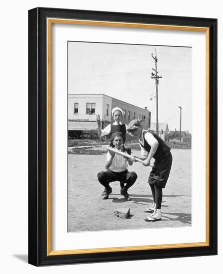 Boys Play Baseball in a Sandlot, Ca. 1923-null-Framed Photographic Print