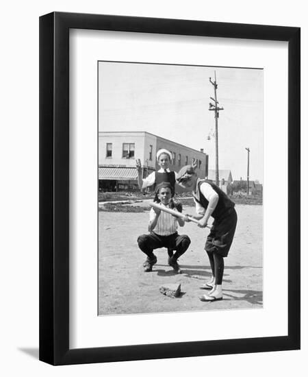 Boys Play Baseball in a Sandlot, Ca. 1923-null-Framed Photographic Print