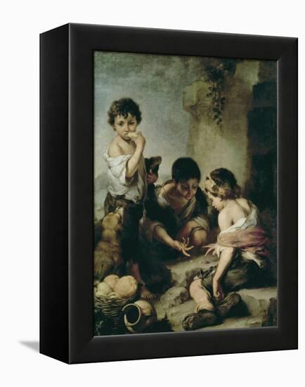 Boys Playing Dice, circa 1670-75-Bartolome Esteban Murillo-Framed Premier Image Canvas