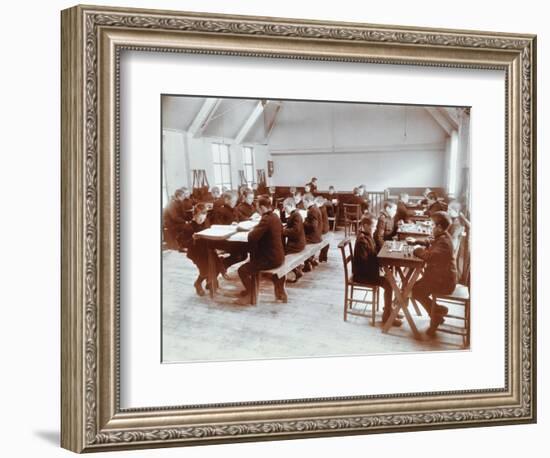 Boys Playing Dominoes and Reading at the Boys Home Industrial School, London, 1900-null-Framed Photographic Print