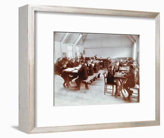 Boys Playing Dominoes and Reading at the Boys Home Industrial School, London, 1900-null-Framed Photographic Print